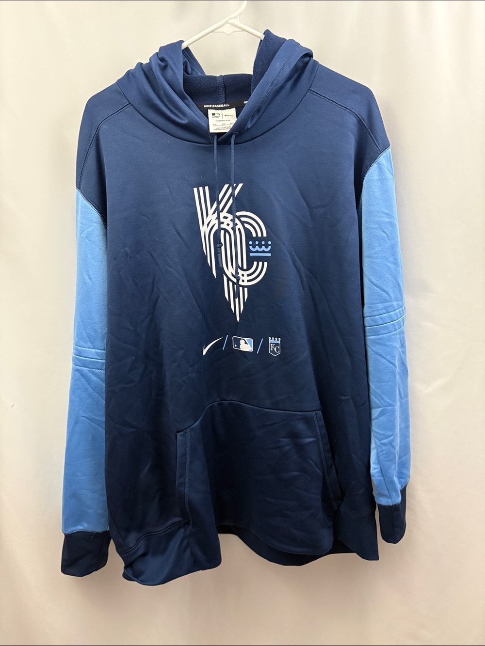 Nike Therma Fit Kansas City Royals Hoodie Mens Size XXL Blue Polyester MLB